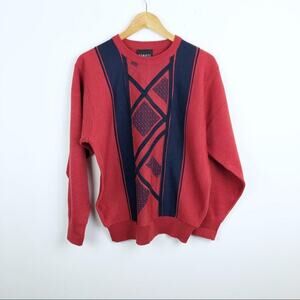 VTG Gabicci Italian Knit Wool Blend Eclectic Grandpa Pullover Sweater Sz Medium